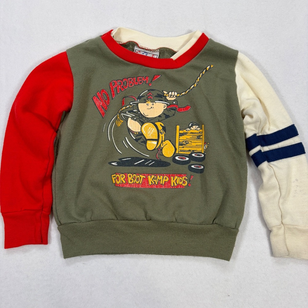 Vintage Do Re Me Kids Size 6 Colorblock Sweatshirt Boot Kamp Kids Green Red